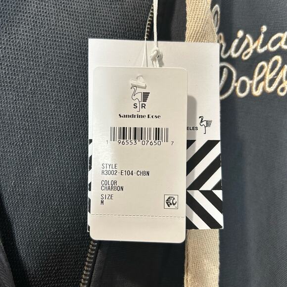 Sandrine Rose Parisian Dolls Zip Up Hoodie Sweatshirt Black Women Medium NWT - Picture 11 of 13